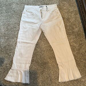 Zara Ruffle White Jeans